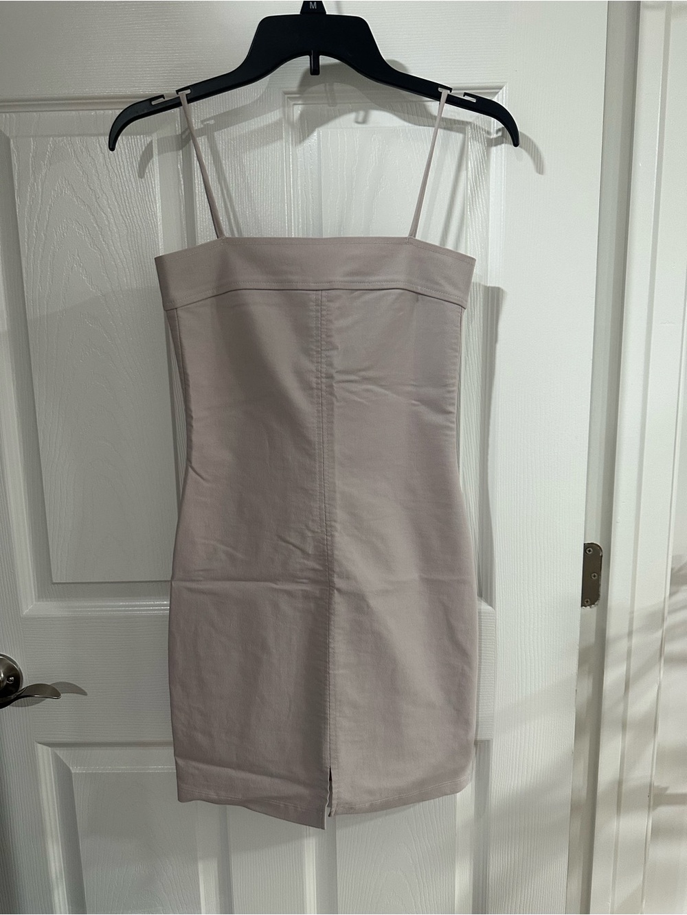 Sleeveless Spaghetti Strap Mini Dress in Light Taupe